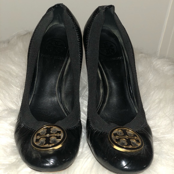 {Tory Burch} Caroline elastic shiny black mid - Picture 3 of 8